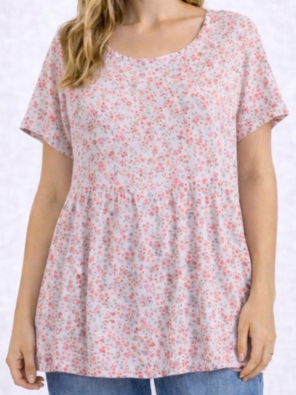 Women’s Plus Size Floral Babydoll Tunic Top - Size 5X
